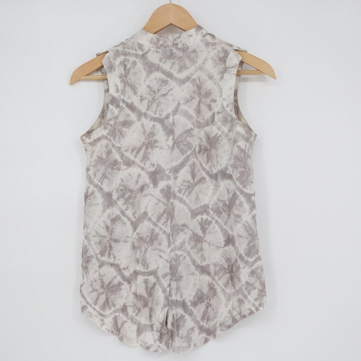 Alternative Blouse Top Womens XS Gray Tie Dye Button Front Sleeveless Back Slit