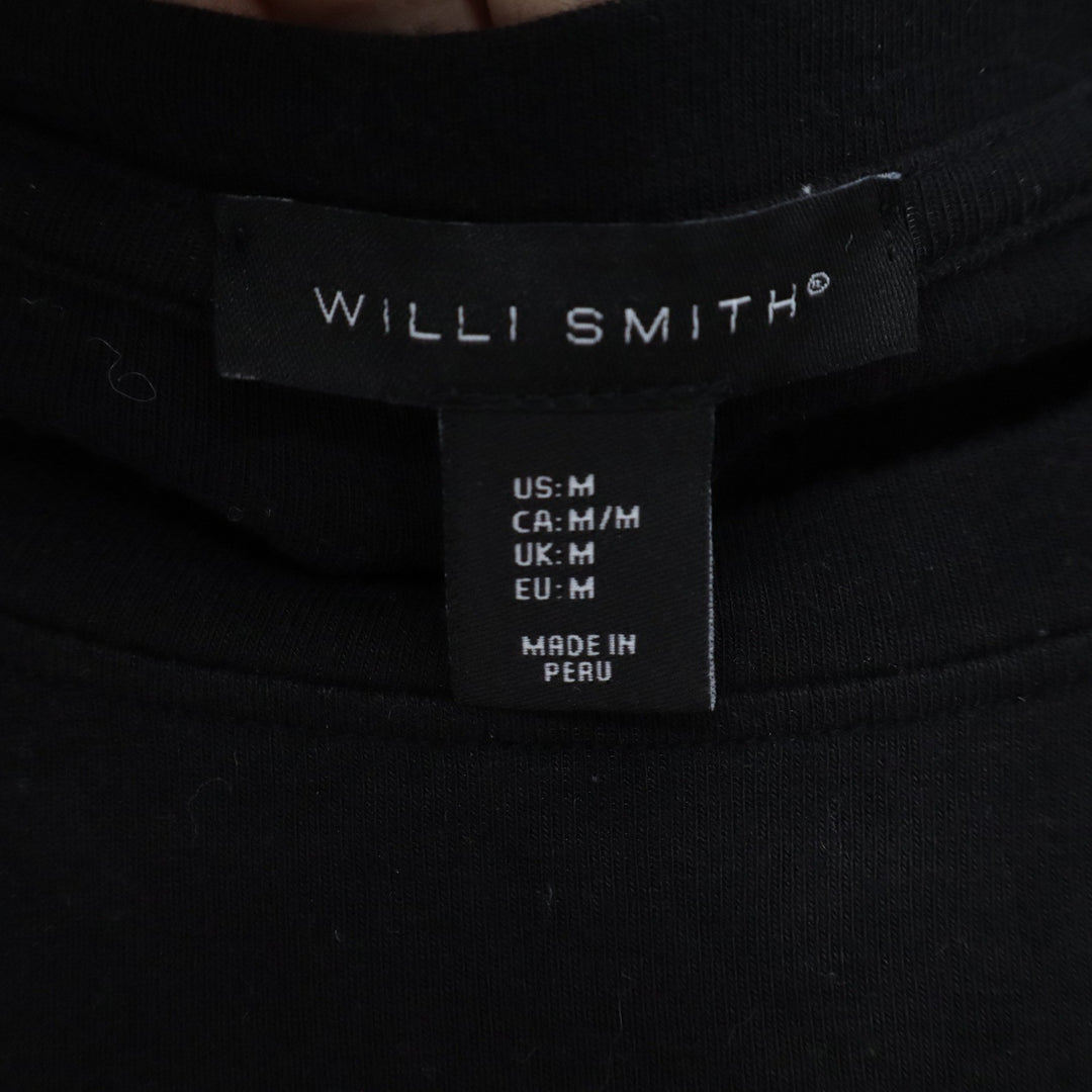 Willi Smith Black Pima Cotton Modal Ribbed 3/4 Sleeve Top Shoulder Button M
