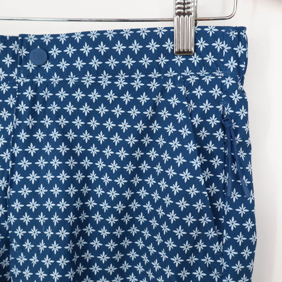 VRST Mens Resort Short 6" Deep Denim Print Blue Geometric Floral Size S NEW