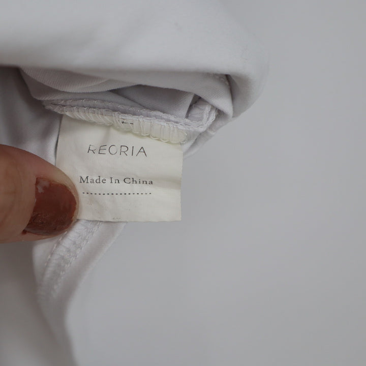 REORIA White Square Neck Sleeveless Tank Bodysuit Size L Snap Bottom Double