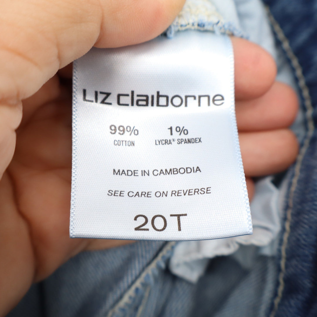 Liz Claiborne City Straight Leg Denim Shorts Blue Medium Wash Womens 20T Tall