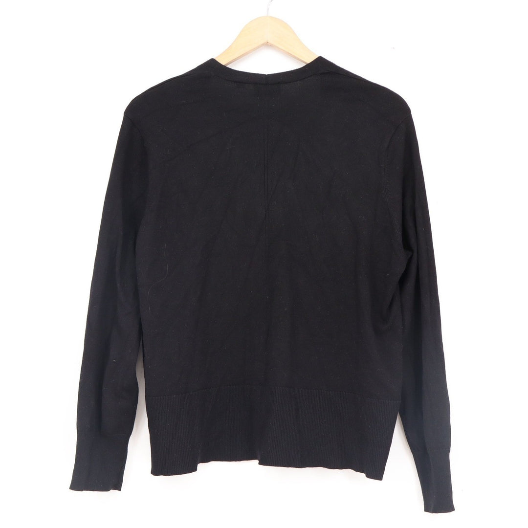 Cyrus Black Open Front Cardigan Sweater Button Cuff Womens Large