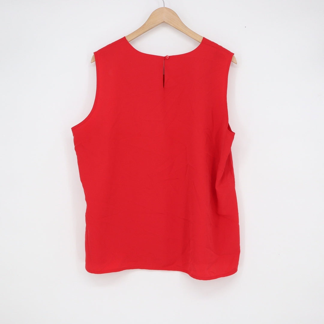 Apparenza Red Sleeveless Blouse Floral Eyelet Cutout Neckline Plus Size 20W