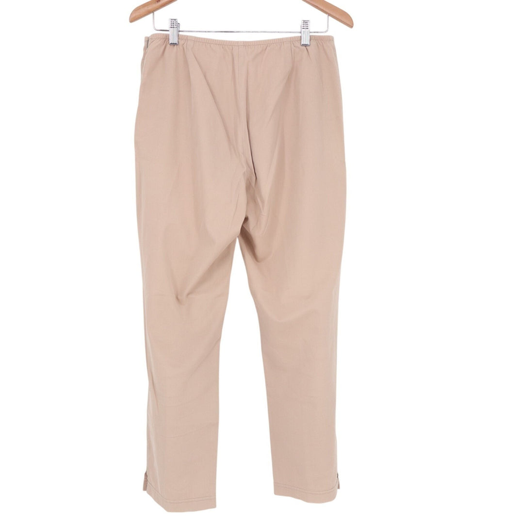 Eileen Fisher Ankle Trousers Women PS Beige Cotton Stretch Side Zip Straight Leg
