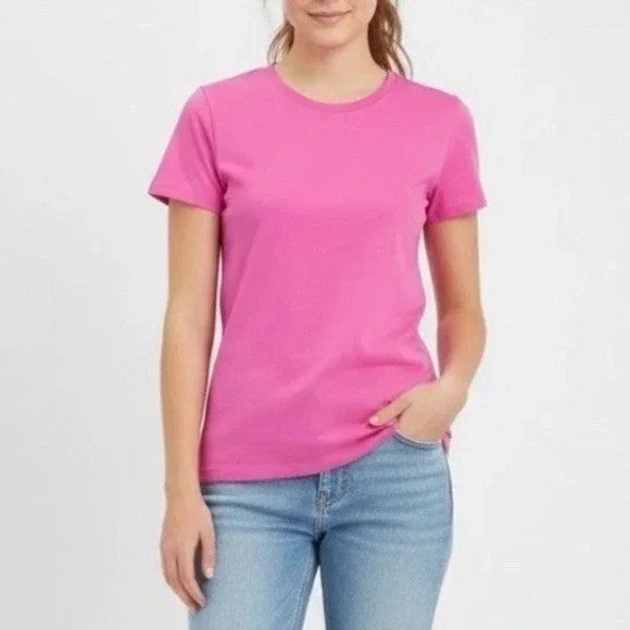 American Giant Premium Slub T-Shirt Womens S Pink Cotton Crew Neck Short Sleeve