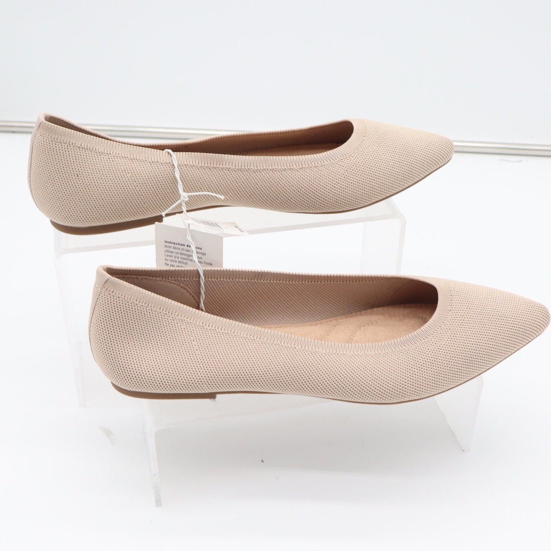 Old Navy Womens Pointed Toe Knit Ballet Flats Tan Beige Washable Size 9 NEW