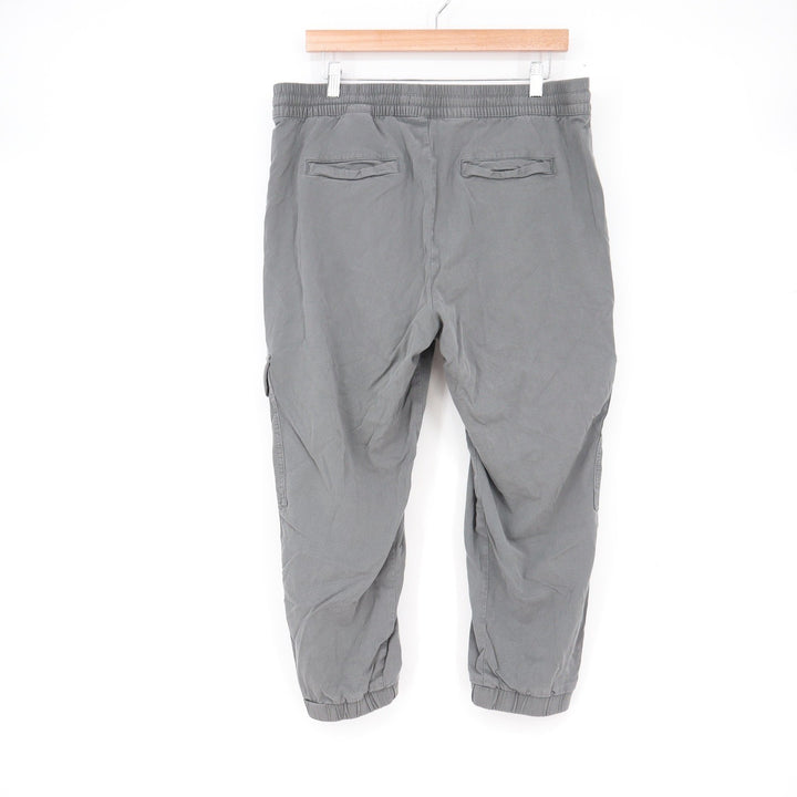 Banana Republic Gray Cargo Jogger Pants Petite Large Elastic Waist Drawstring L