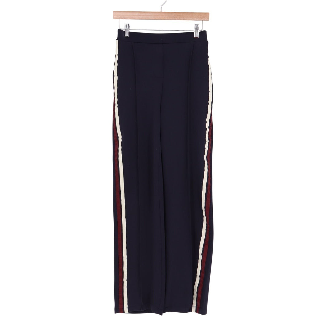 Trousers Womens Small Navy Side Stripe Slash Pockets Pull On High Rise Wide Leg