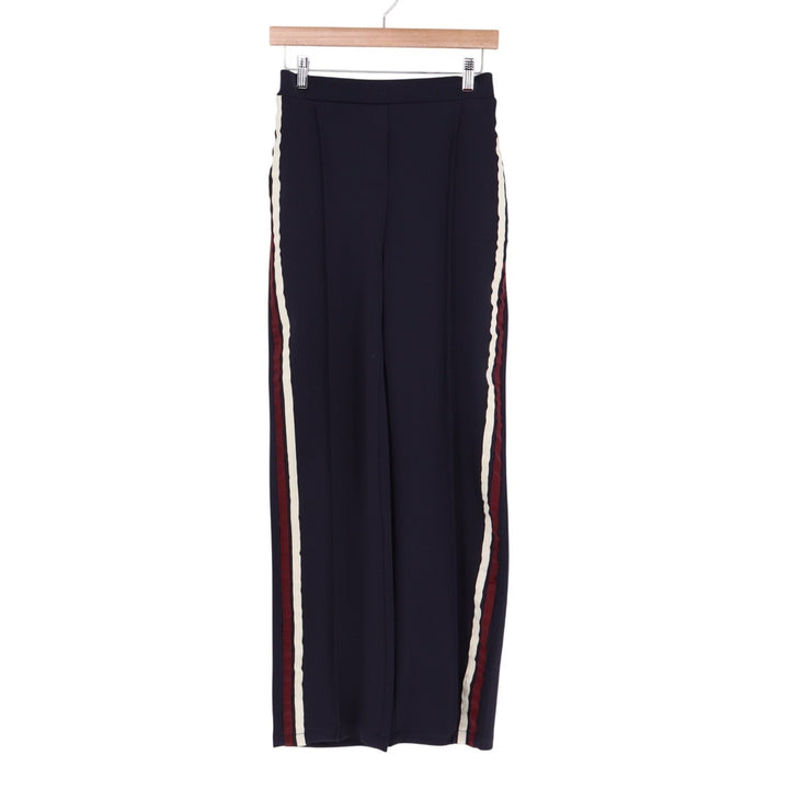 Trousers Womens Small Navy Side Stripe Slash Pockets Pull On High Rise Wide Leg