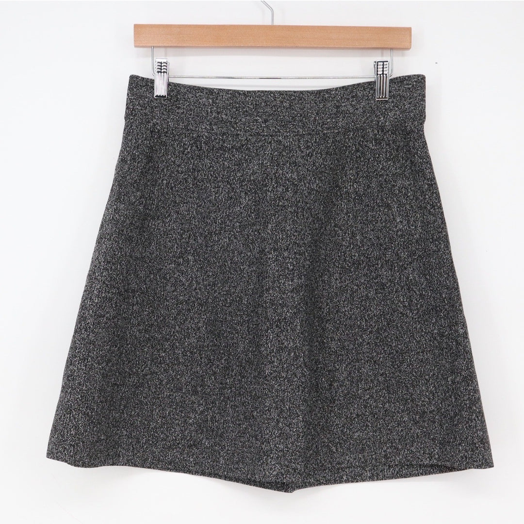LOFT Skirt Womens Medium A-Line Black White Marled Textured Knit Excellent