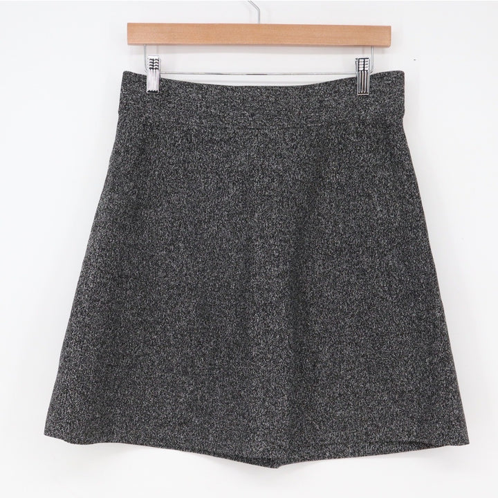 LOFT Skirt Womens Medium A-Line Black White Marled Textured Knit Excellent