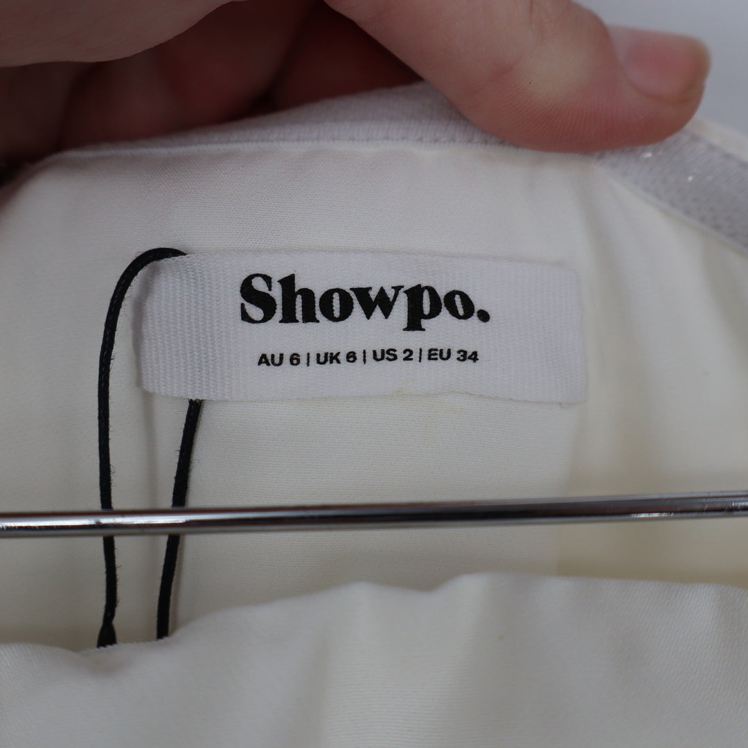 Showpo Shaima White Strapless Pleated Bubble Hem Mini Dress Size 2 NEW