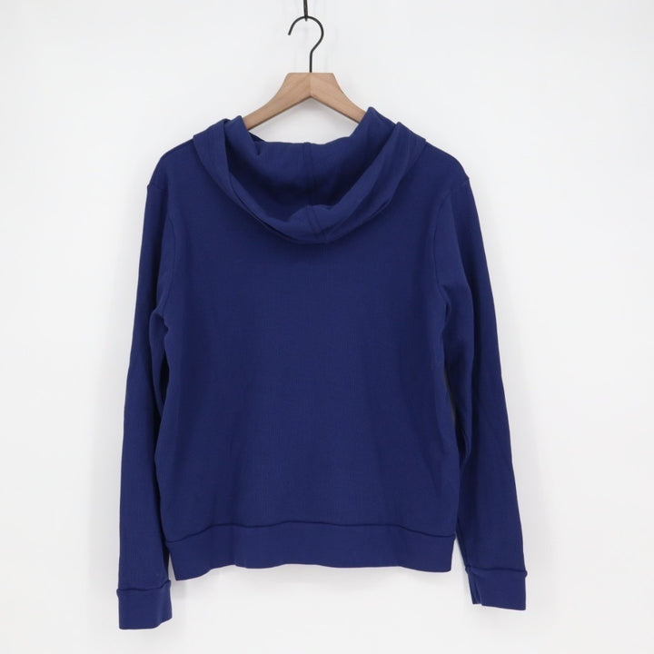 American Giant Thermal Hoodie Womens L Blue Cotton Waffle Knit Stretch Pullover
