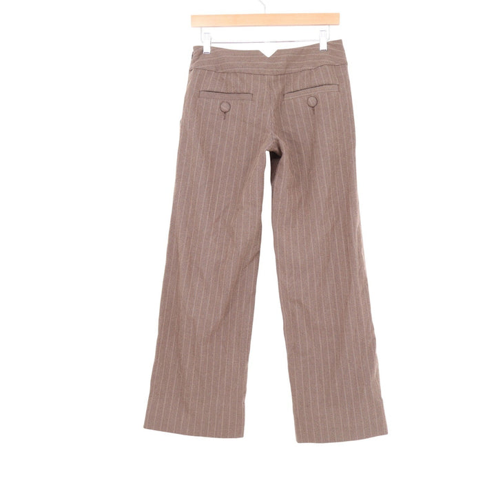 Lux Urban Outfitters Brown Herringbone Wide Leg Trousers Notched Waist Size 2