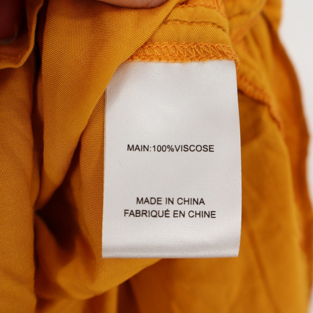 Finders Keepers Mustard Yellow Ruched Midi Skirt Ruffle Hem Drawstring