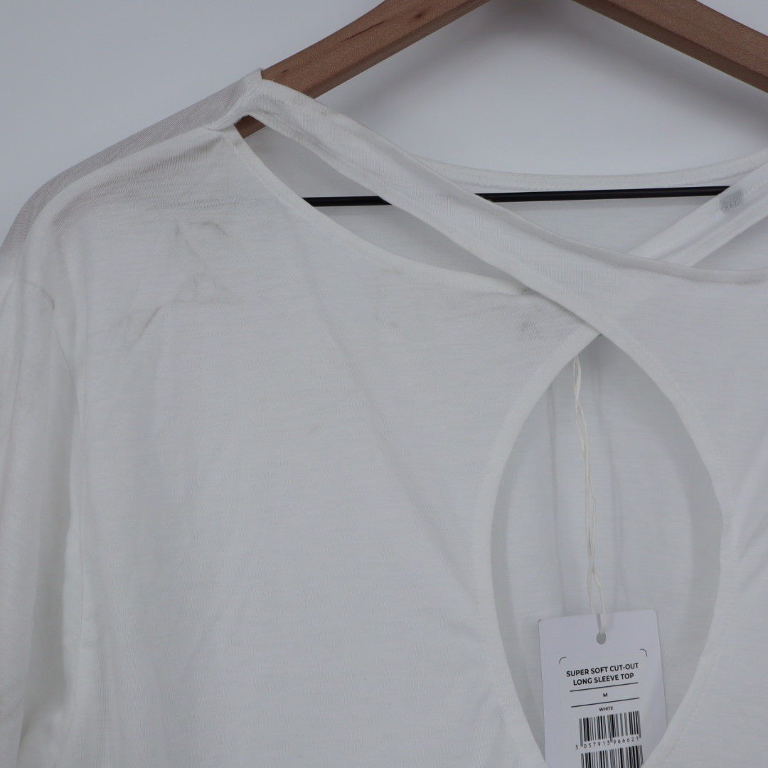 Gymshark Super Soft Cut Out Long Sleeve Top White Athletic Fitness Activewear