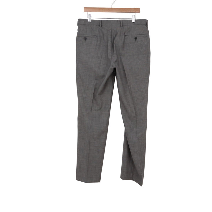 Mens Gray Flat Front Dress Pants Straight Leg Business Formal Trousers 36x31