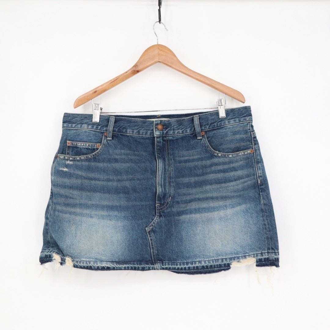 Madewell's Postage Stamp Denim Mini Skirt Womens 32 Blue Cotton Comfy Distressed