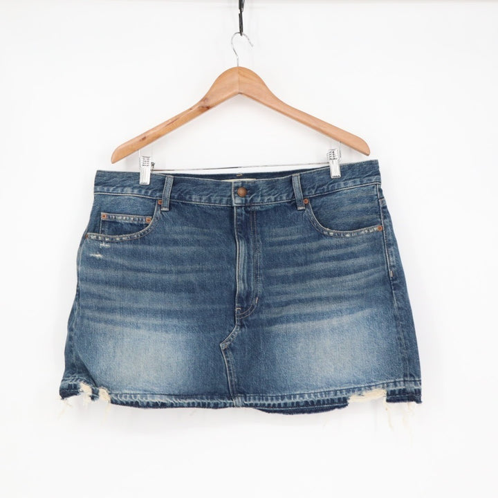 Madewell's Postage Stamp Denim Mini Skirt Womens 32 Blue Cotton Comfy Distressed