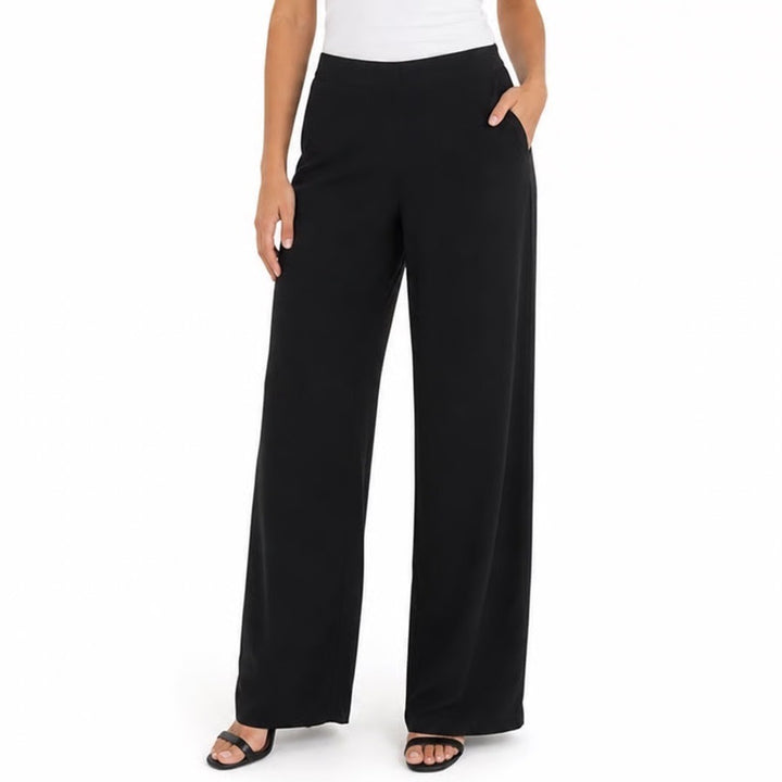 Karen Neuburger Black Wide Leg Lounge Pants Elastic Drawstring Waist Sleepwear