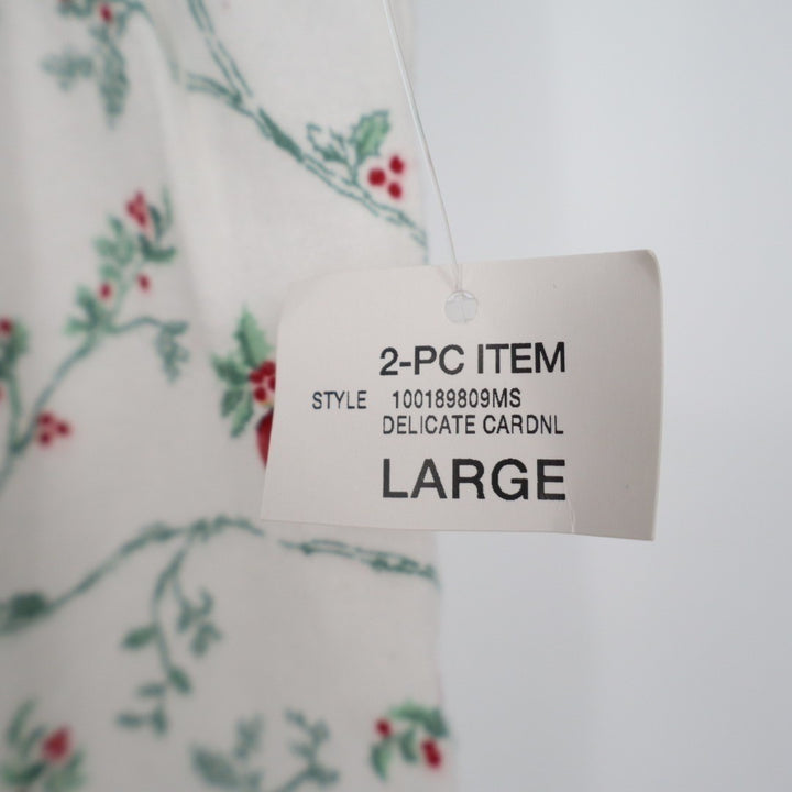 Charter Club Intimates Pajama Pants Women Large White Floral Cotton Straight Leg