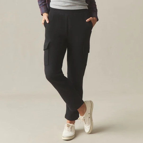 American Giant Cargo Sweatpants Womens XS Black Cotton Fleece Lined Straight Leg