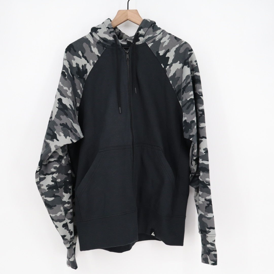 American Giant Classic Hoodie Mens XL Black Full Zip Cotton Camo Raglan Sleeve