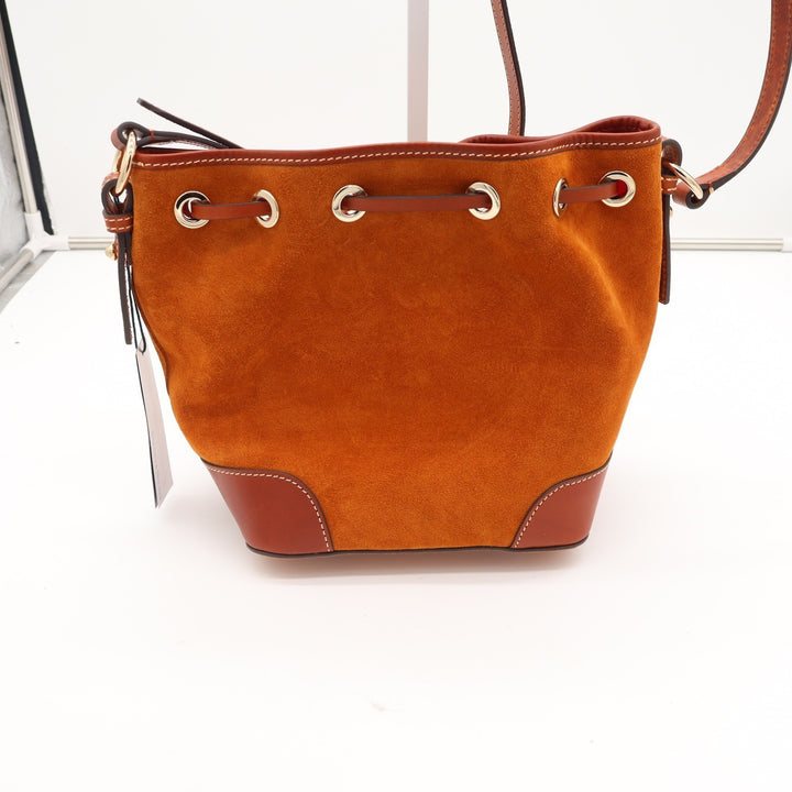 Dooney & Bourke Honey Suede Crossbody Drawstring Bucket Bag New