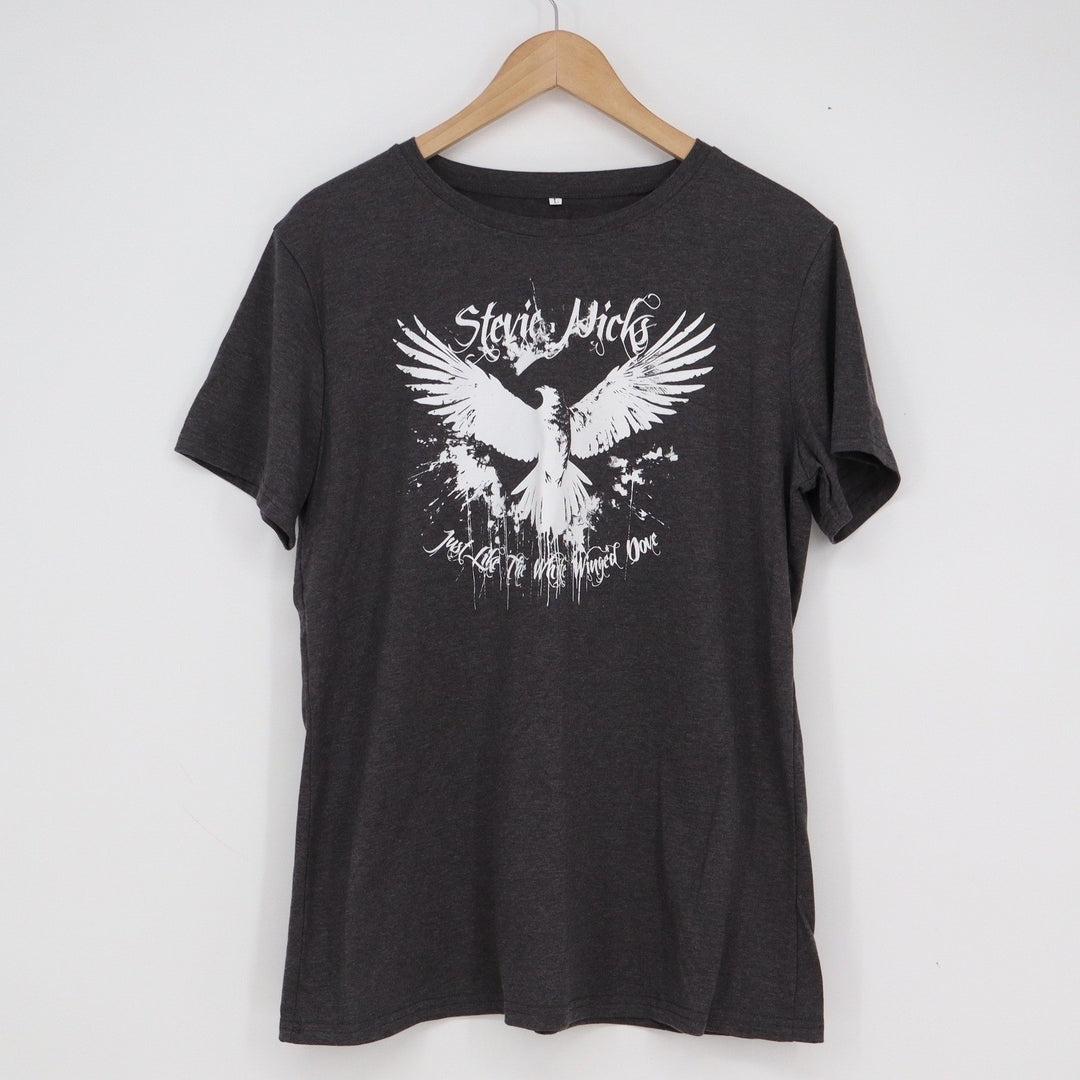 Stevie Nicks White Winged Dove Graphic T-Shirt Charcoal Gray Mens Large L