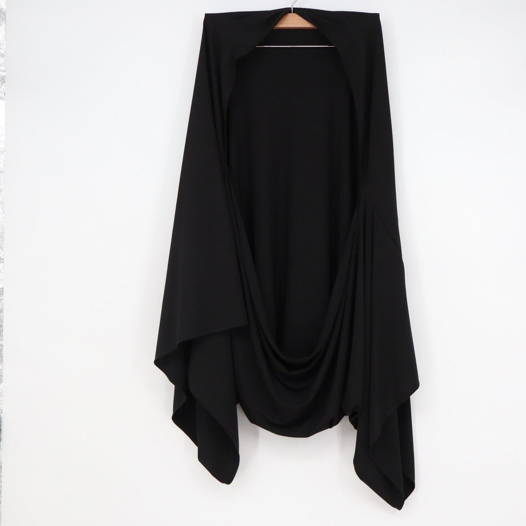 Black Draped Open Front Wrap Shawl Asymmetrical Oversized Poncho One Size