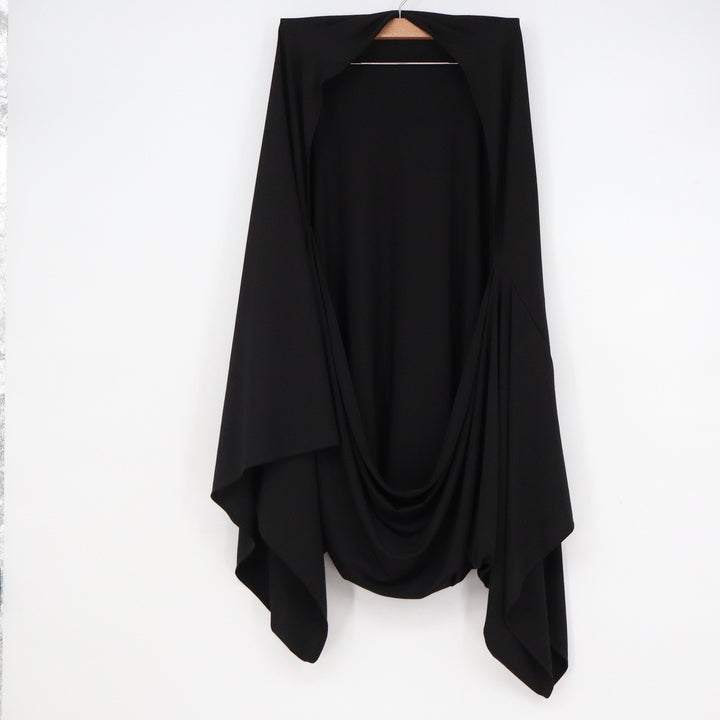 Black Draped Open Front Wrap Shawl Asymmetrical Oversized Poncho One Size