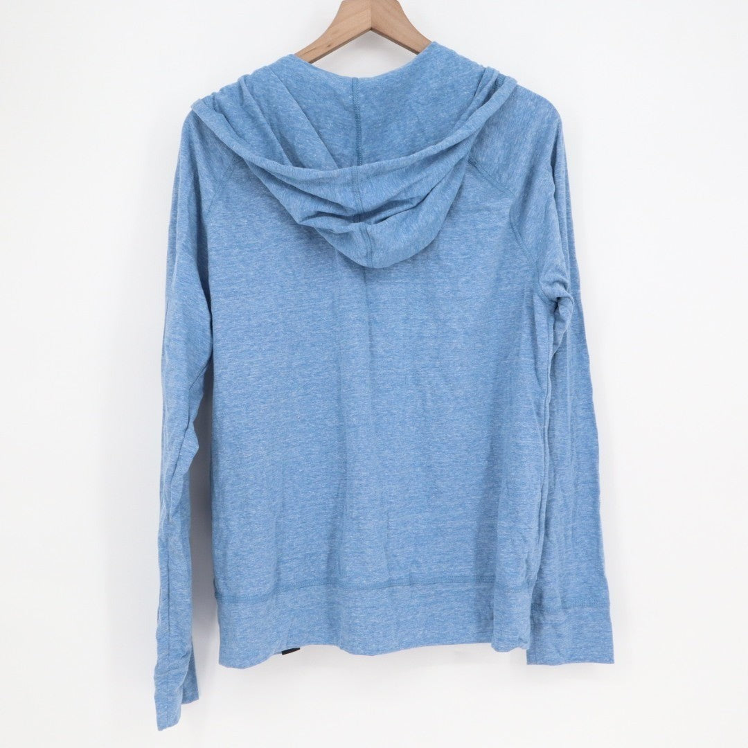 American Giant Lightweight Full Zip Hoodie Women L Heather Blue Tri Blend Jersey
