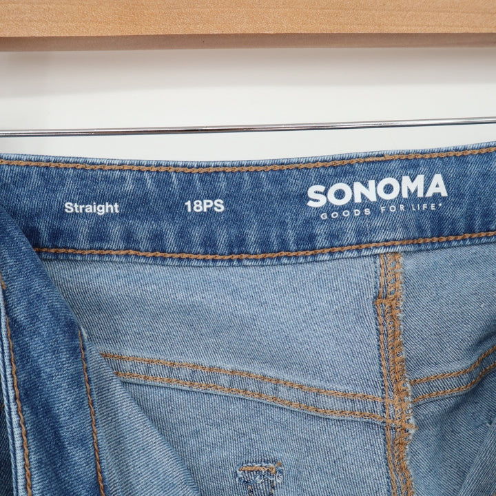 Sonoma Jeans Womens 18PS Straight Blue Medium Wash Stretch Denim Excellent