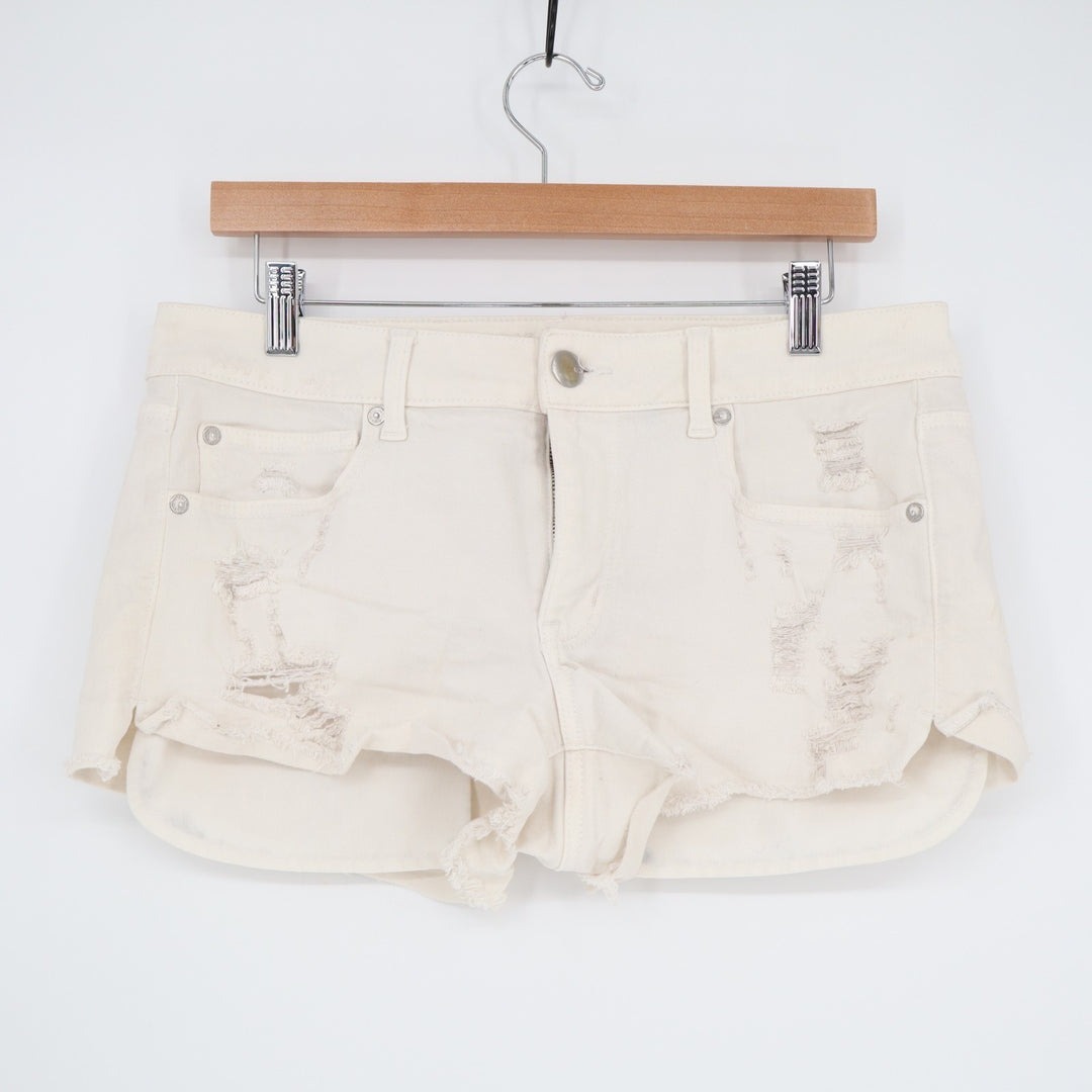 American Eagle Outfitters Shorts Womens 12 White Denim Cotton Stretch Distressed