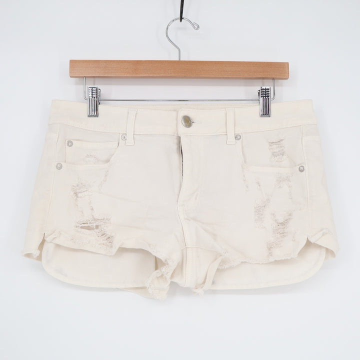 American Eagle Outfitters Shorts Womens 12 White Denim Cotton Stretch Distressed