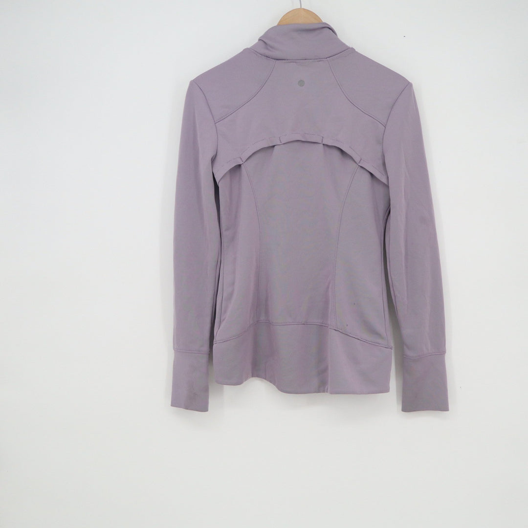 Avia Womens Full Zip Athletic Jacket Lavender Purple Mock Neck Thumbholes Small