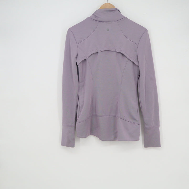 Avia Womens Full Zip Athletic Jacket Lavender Purple Mock Neck Thumbholes Small