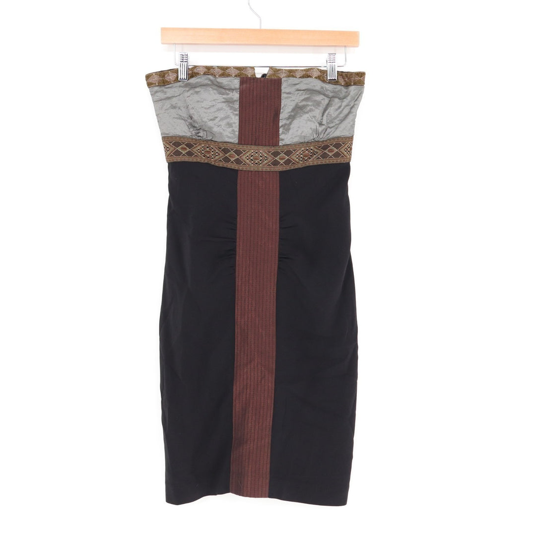 Nicole Miller Collection Bodycon Dress Womens 8 Black Silver Strapless Back Zip