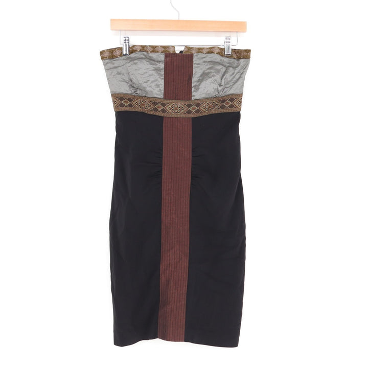 Nicole Miller Collection Bodycon Dress Womens 8 Black Silver Strapless Back Zip