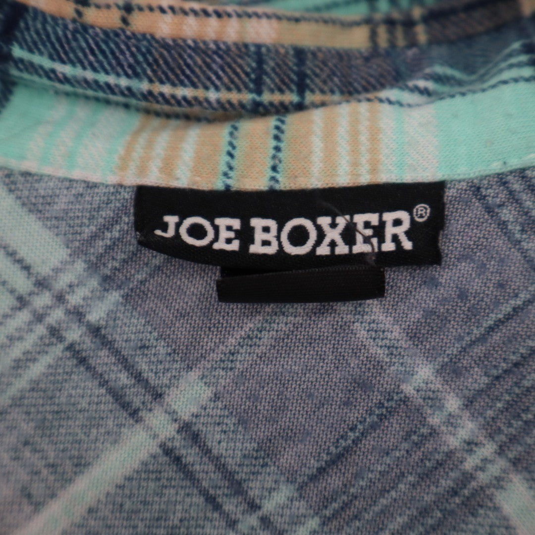 Joe Boxer Flannel Shirt Womens Large Multi Plaid Stretch Spread Collar Button Up