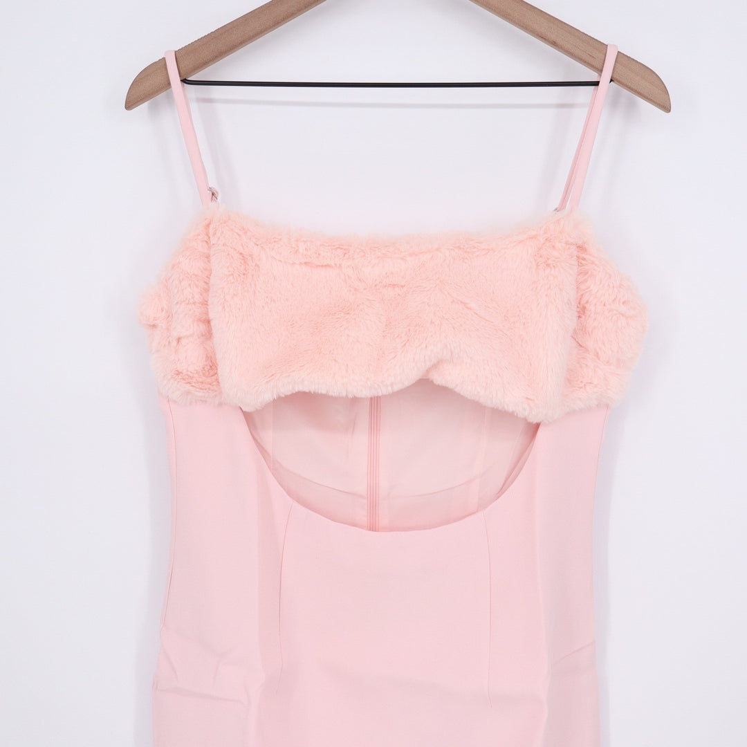 Naked Wardrobe The Statement Pink Faux Fur Cutout Mini Dress Large