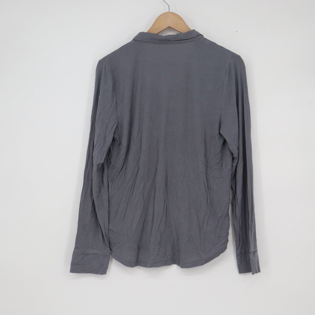 GapBody Womens Gray Modal Blend Button Down Pajama Top Long Sleeve Small