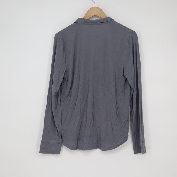 GapBody Womens Gray Modal Blend Button Down Pajama Top Long Sleeve Small
