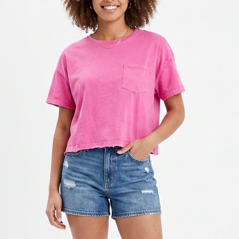 Universal Thread Pink Short Sleeve Pocket Tee Cotton Relaxed Fit Size M