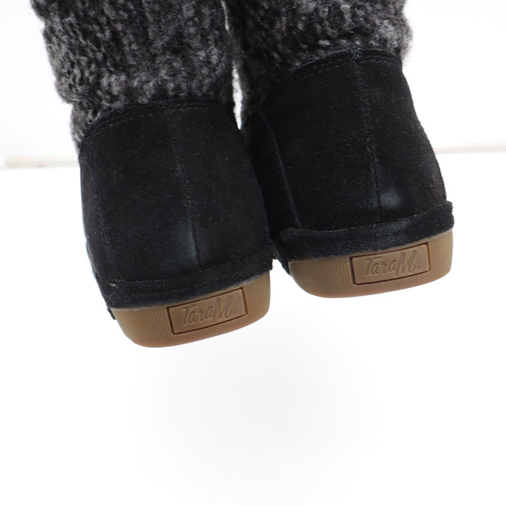 Tara M. Boots Womens 8 Chloe Black Suede Wool Knit Faux Fur Winter Excellent
