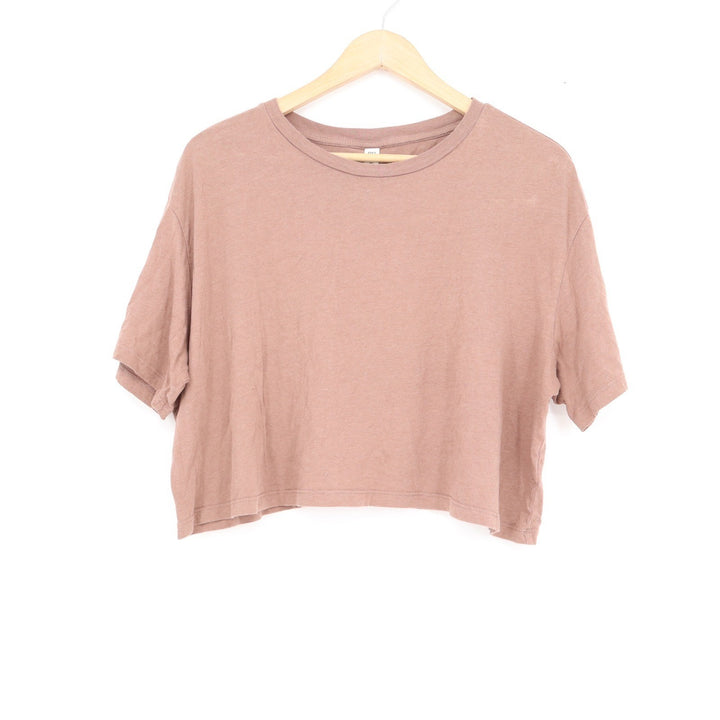 BP. Womens XL Mauve Brown Cropped Boxy T-Shirt Cotton Modal Short Sleeve Tee