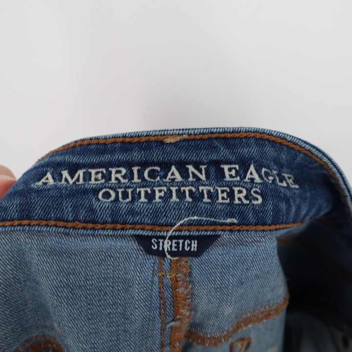 American Eagle Outfitters Jeans Women 2 Blue Stretch Distressed Raw Hem Straight