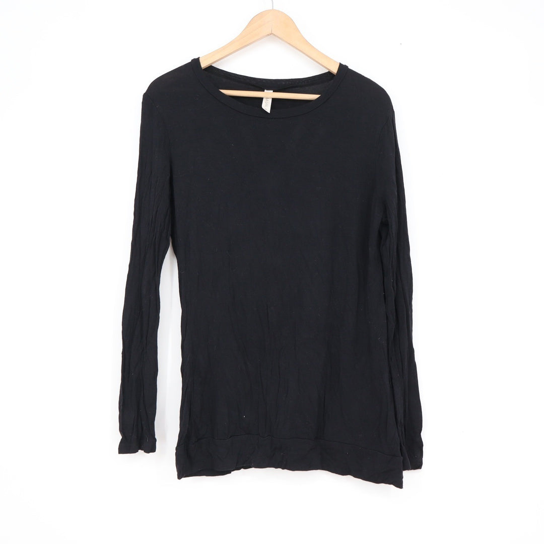 Hua Lan Black Long Sleeve Top Crochet Skull Back Cutout Size M