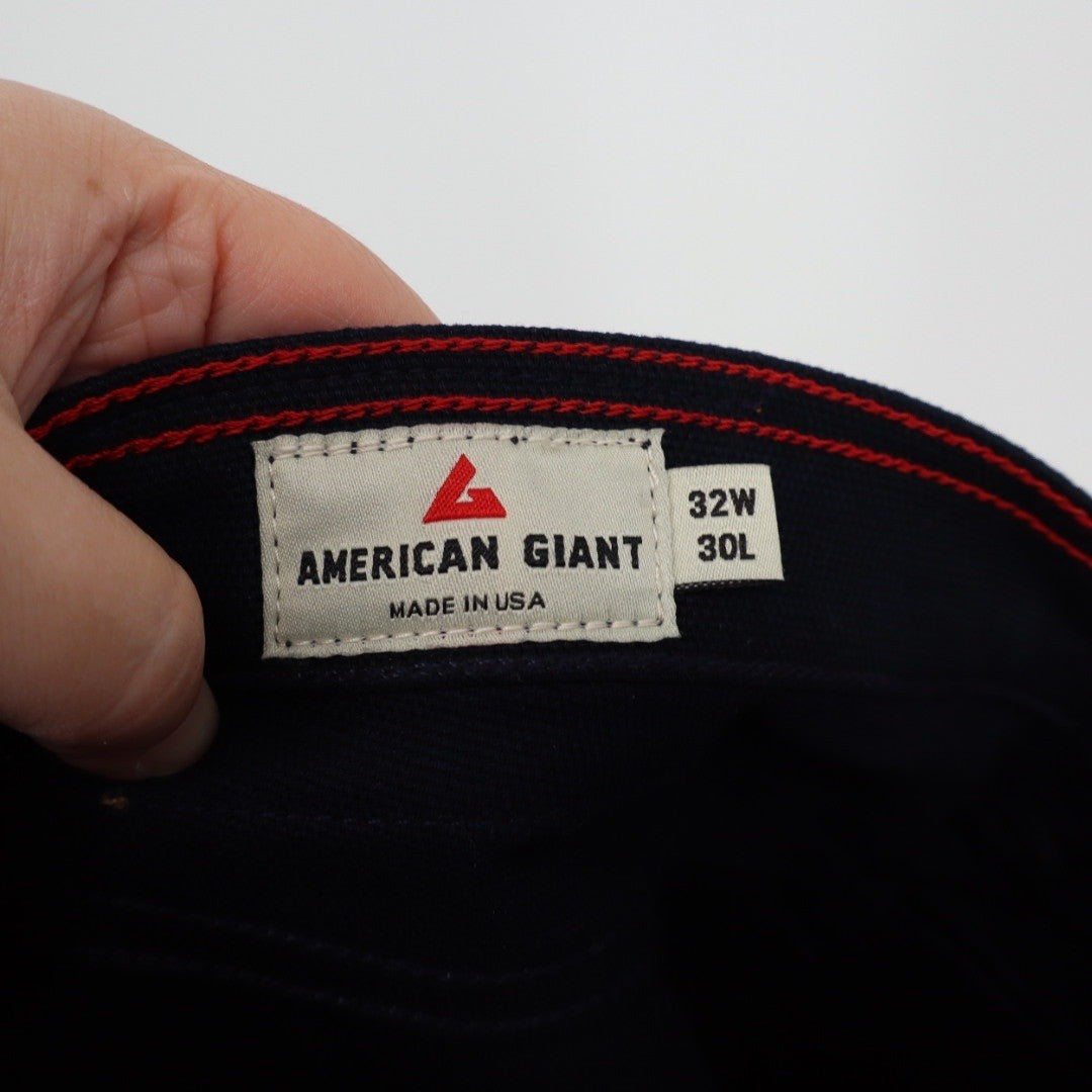 American Giant Mens Straight Leg Dark Wash Jeans 32W 30L Made in USA