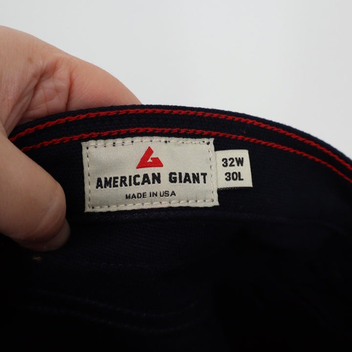 American Giant Mens Straight Leg Dark Wash Jeans 32W 30L Made in USA
